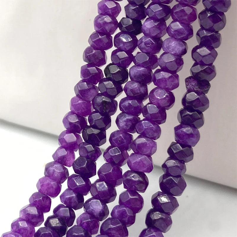 Purple Jade Faceted Beads, Round Spacers, Loose Beads, 2-4mm