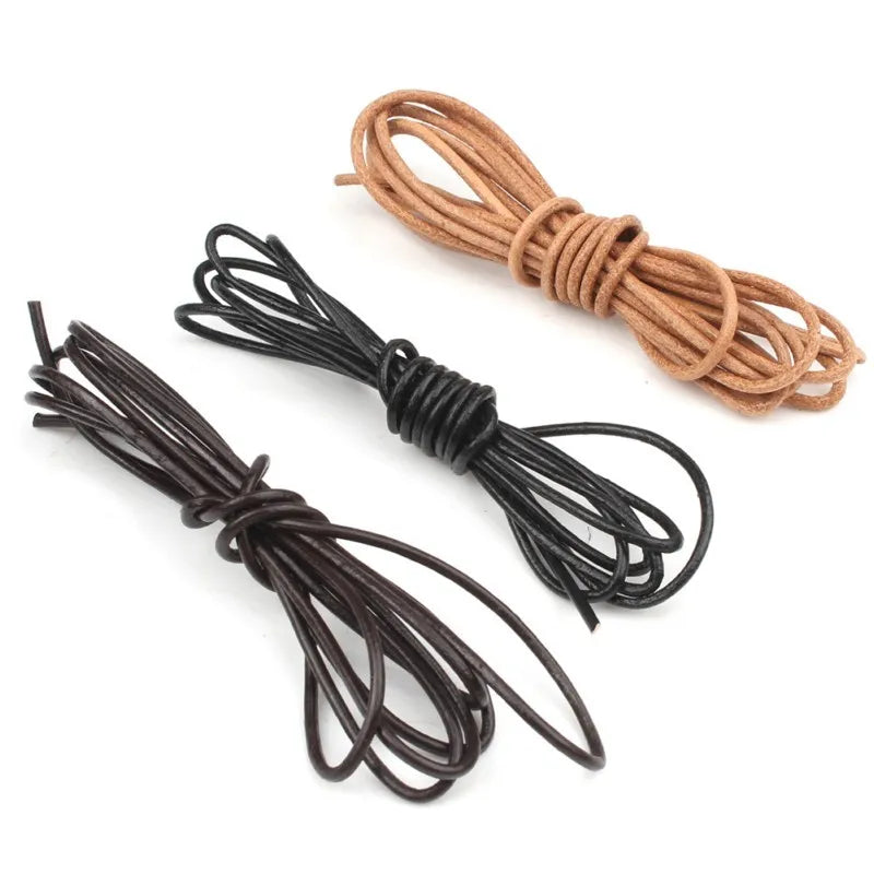 Real Genuine Leather Cord, 1/1.5/2/3mm 5M, in Coffee, Black, or Brown