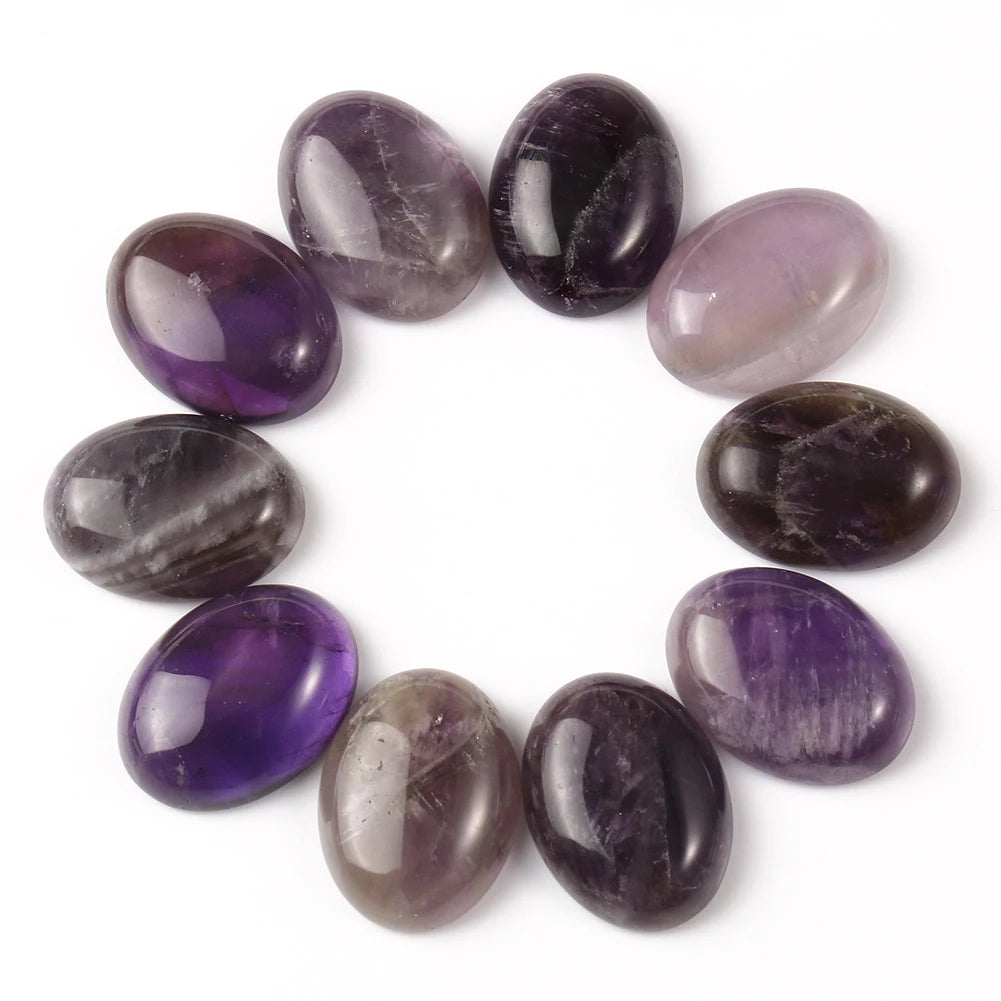 Natural Mixed Oval Gemstone Cabochons, 10pcs