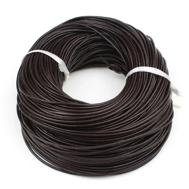 Real Genuine Leather Cord, 1/1.5/2/3mm 5M, in Coffee, Black, or Brown