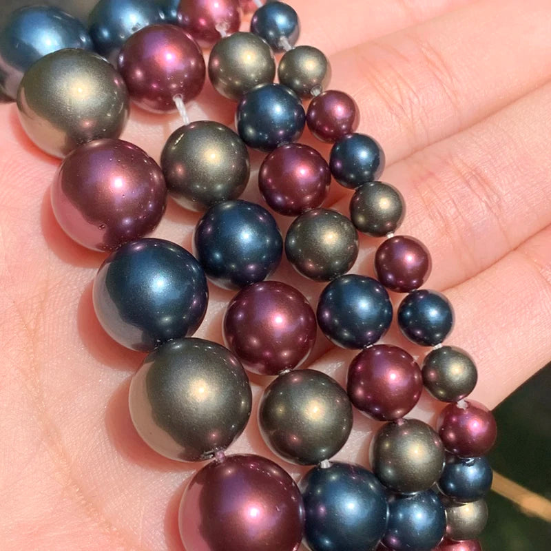 Natural Freshwater Pearl Fine Dark Purple Blue Round Beads 6 8 10 12mm 15''