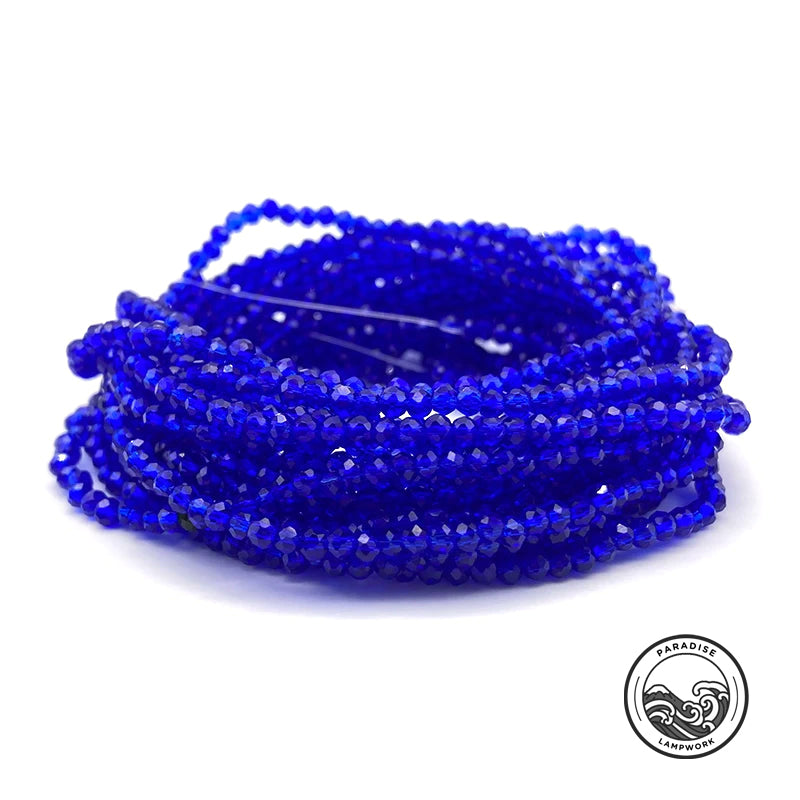 Dark Blue Faceted Crystal Glass Beads, Spacer Beads, 1mm