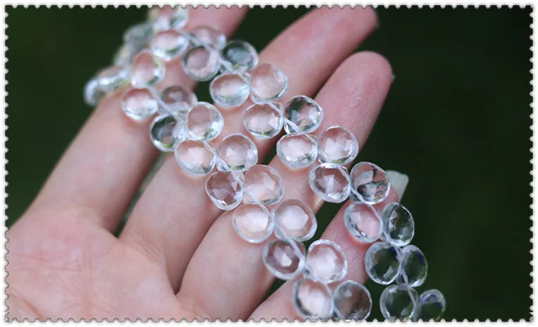 White Topaz faceted drops/hearts, AA Quality, Loose Gemstone Beads, 6mm