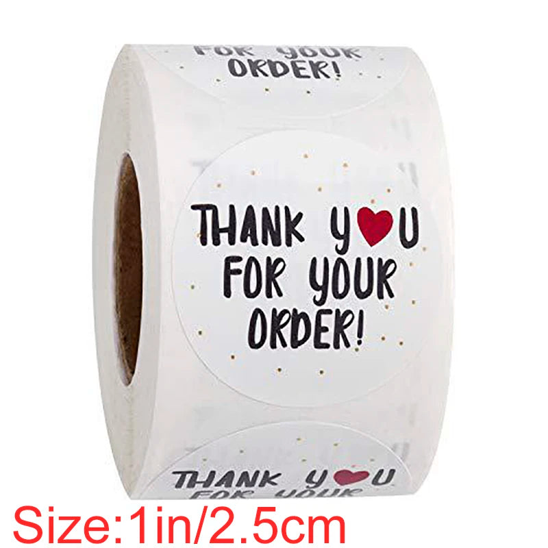 Thank You Stickers, 500pcs Round 1/1.5inch