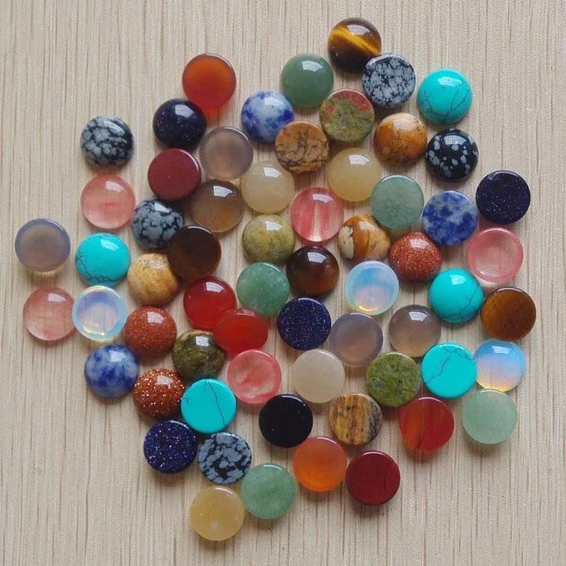 Mixed Round Gemstone Cabochons, 12mm, 50pcs