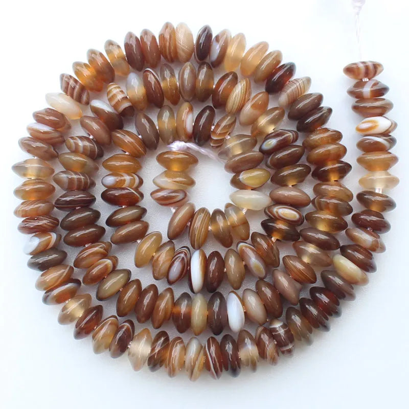 Multi-Size Coffee Striped Agate Rondelle Beads, 2-12mm , 14inch per strand,