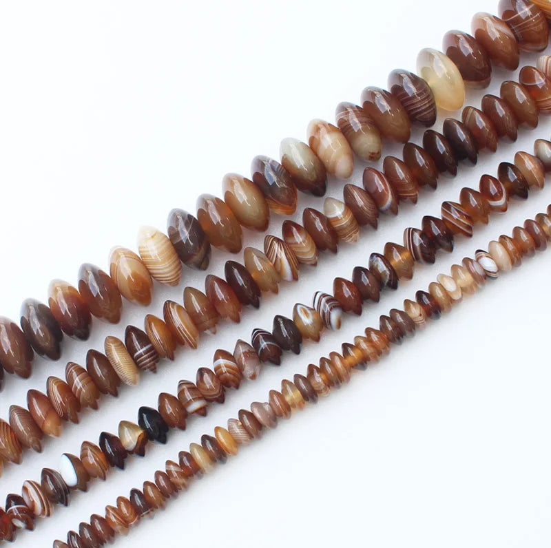 Multi-Size Coffee Striped Agate Rondelle Beads, 2-12mm , 14inch per strand,