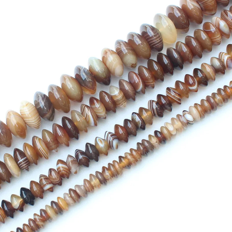 Multi-Size Coffee Striped Agate Rondelle Beads, 2-12mm , 14inch per strand,