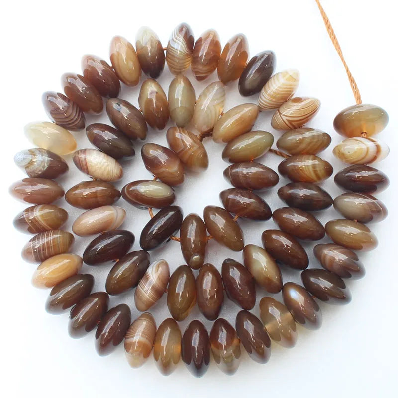 Multi-Size Coffee Striped Agate Rondelle Beads, 2-12mm , 14inch per strand,