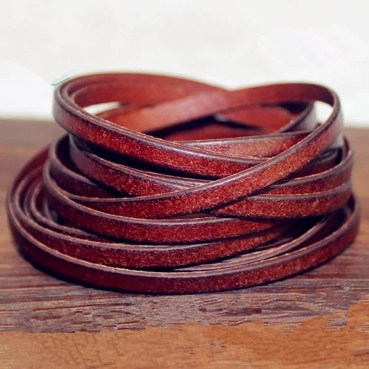 Flat Genuine Cow Leather Cord, 3mm 4mm 5mm 6mm 8mm 10mm, 2 meters