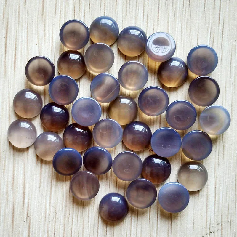 Mixed Round Gemstone Cabochons, 12mm, 50pcs