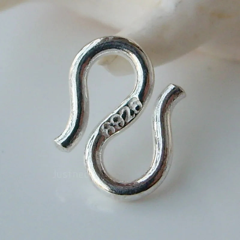 Solid 925 Sterling Silver S-shaped Clasp Hook, 1piece