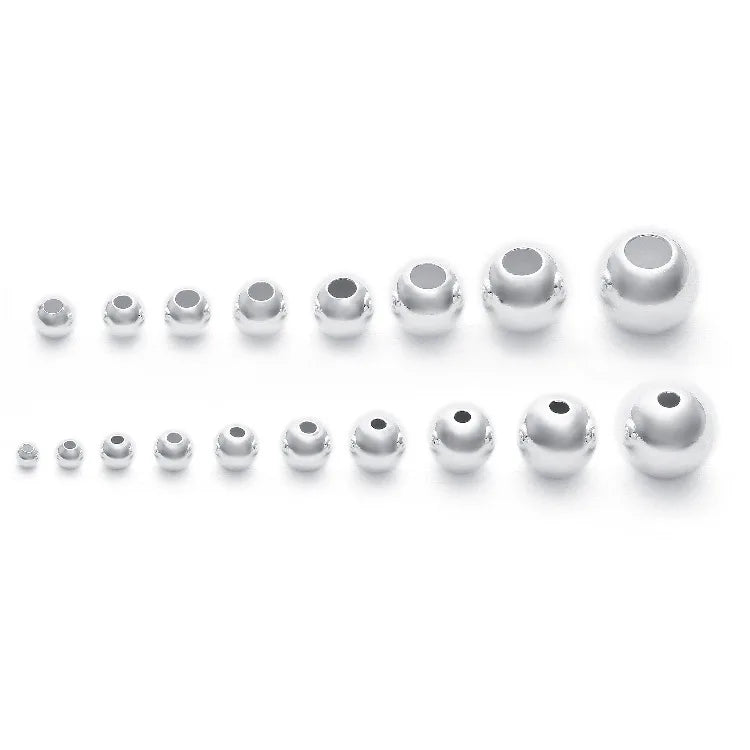 925 Sterling Silver Round Ball Spacer Beads, 1 Pack, 2-10MM