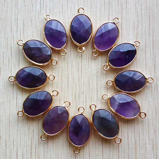 Natural Amethyst Pendant Connectors 13x18mm 12pcs