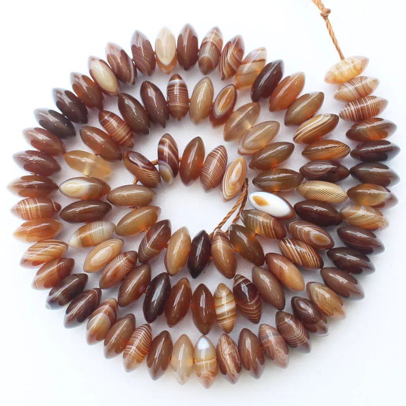 Multi-Size Coffee Striped Agate Rondelle Beads, 2-12mm , 14inch per strand,