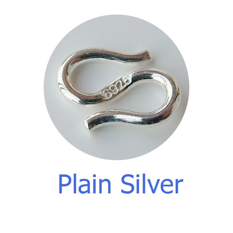 Solid 925 Sterling Silver S-shaped Clasp Hook, 1piece