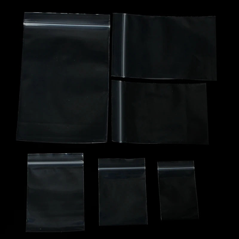 Plastic Package Bags, Transparent Self Sealing Ziplock, 100pcs 4X6/5X7/6X8/7X10CM