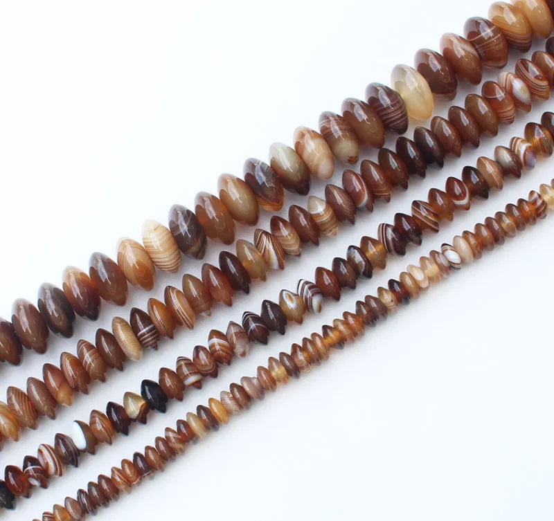 Multi-Size Coffee Striped Agate Rondelle Beads, 2-12mm , 14inch per strand,