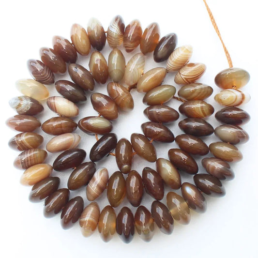 Multi-Size Coffee Striped Agate Rondelle Beads, 2-12mm , 14inch per strand,