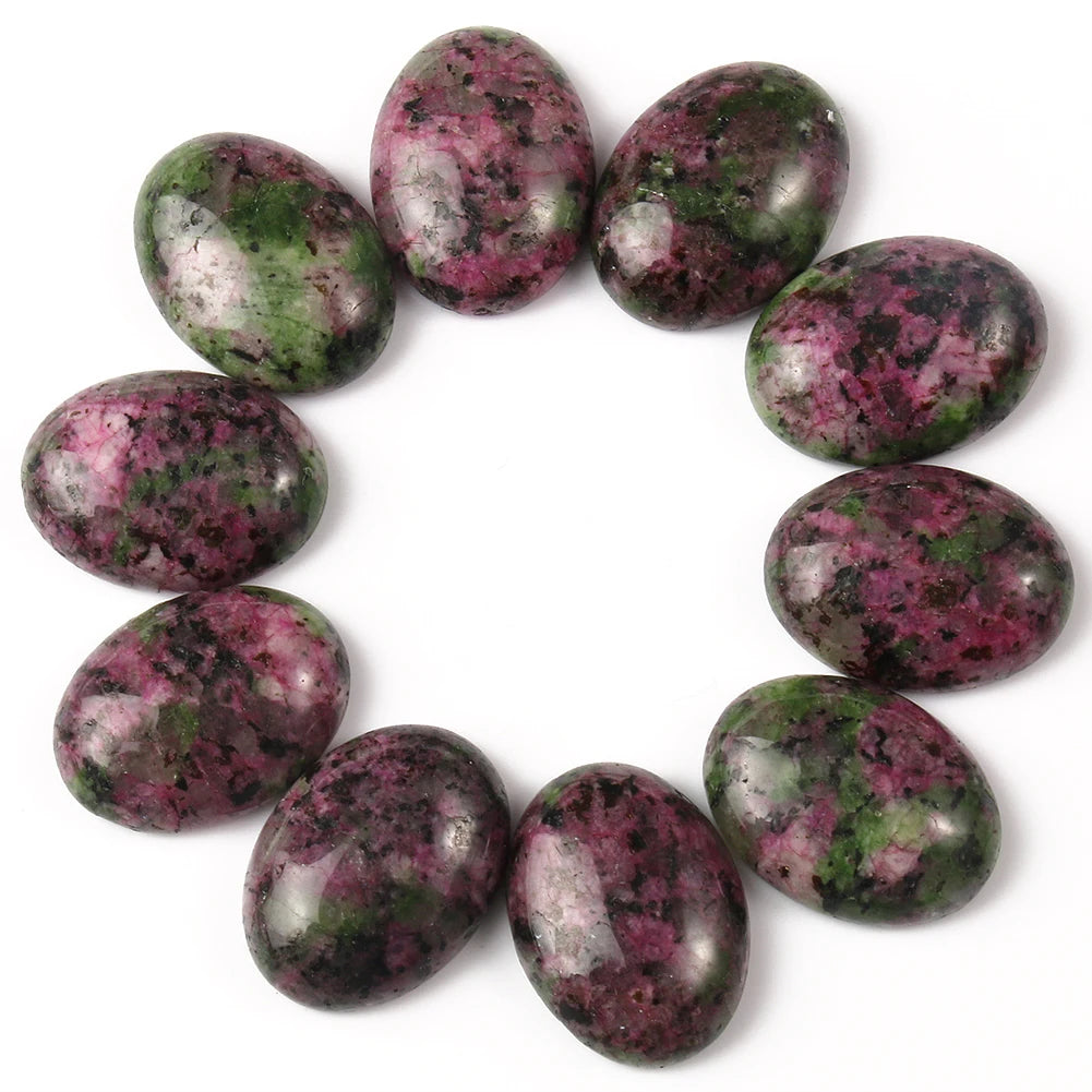 Natural Mixed Oval Gemstone Cabochons, 10pcs