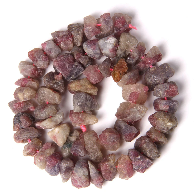 Raw Red Tourmaline Semi-precious Nugget Beads, 10-13mm