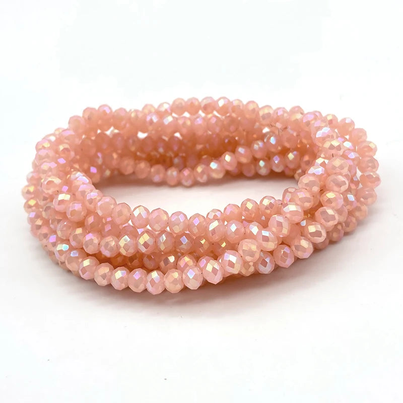 Faceted Light Pink Glass Czech Crystal Beads, Round Spacer Loose Beads, 2 3 4 6 8mm