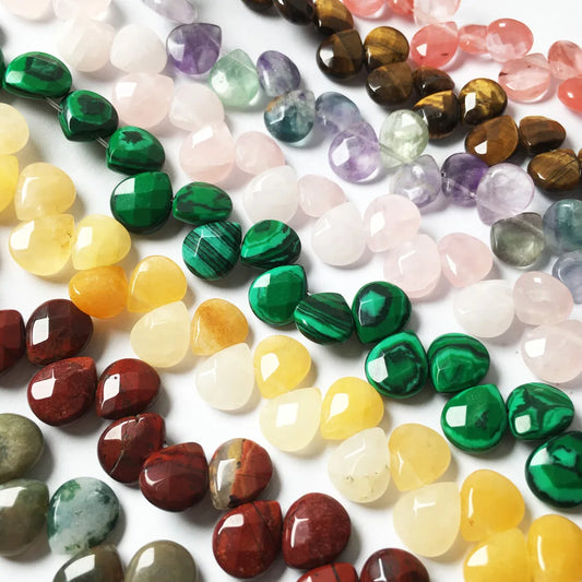 Faceted Gemstone Drop Beads, 10mm