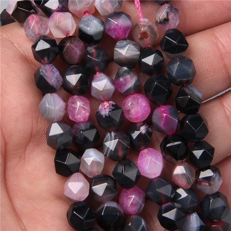 Natural Faceted Druzy Agates, Loose Gemstone Beads, 8MM 15" Strand