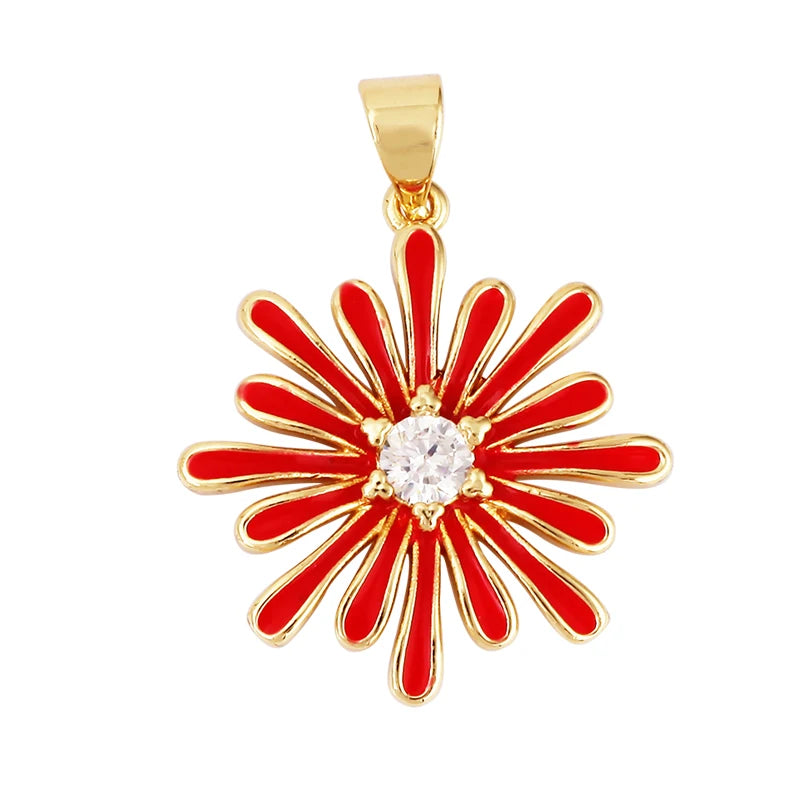 Sun Flower Banana Leaf Enamel Charms