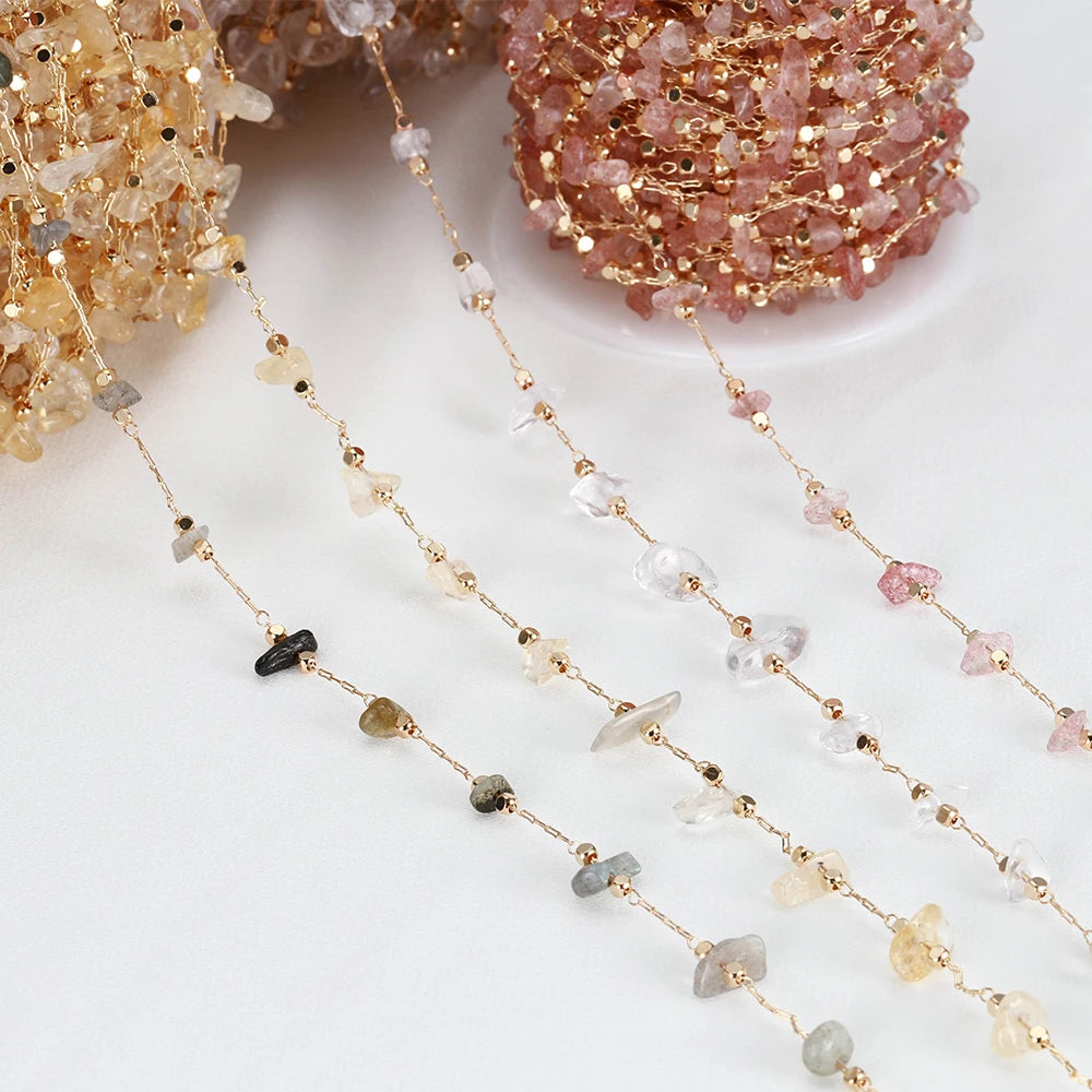 Irregular Semi-precious Gemstone and Crystal Chain, 1 meter