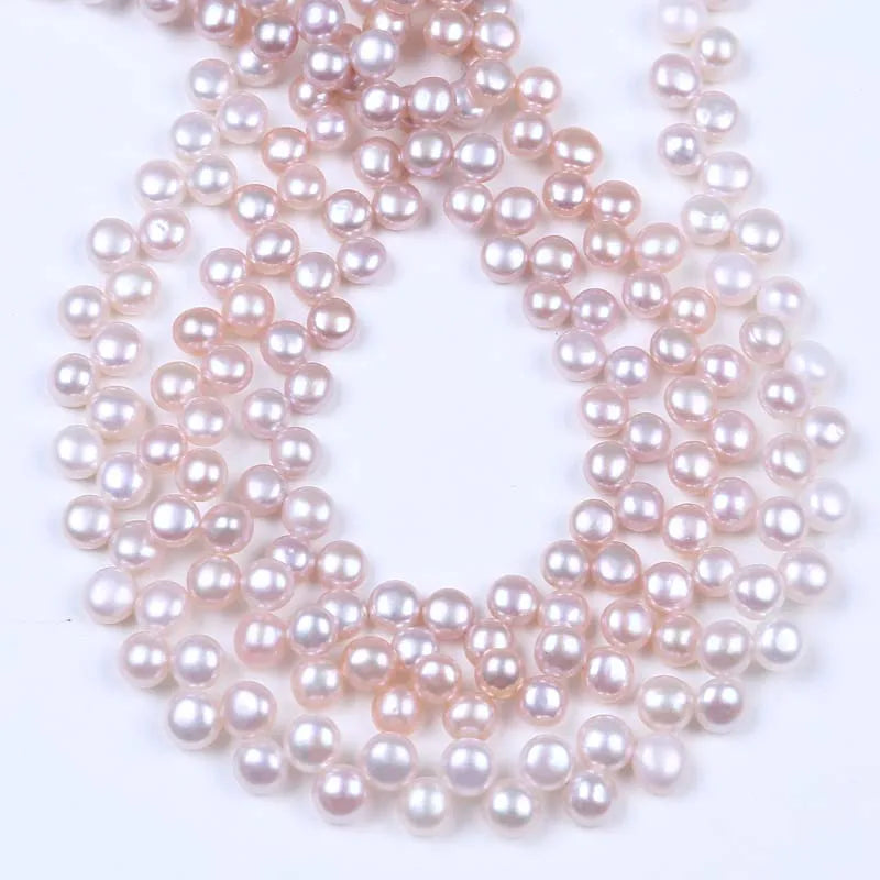 Freshwater Button Pearl Strand, AAA, 6-7mm top drilled