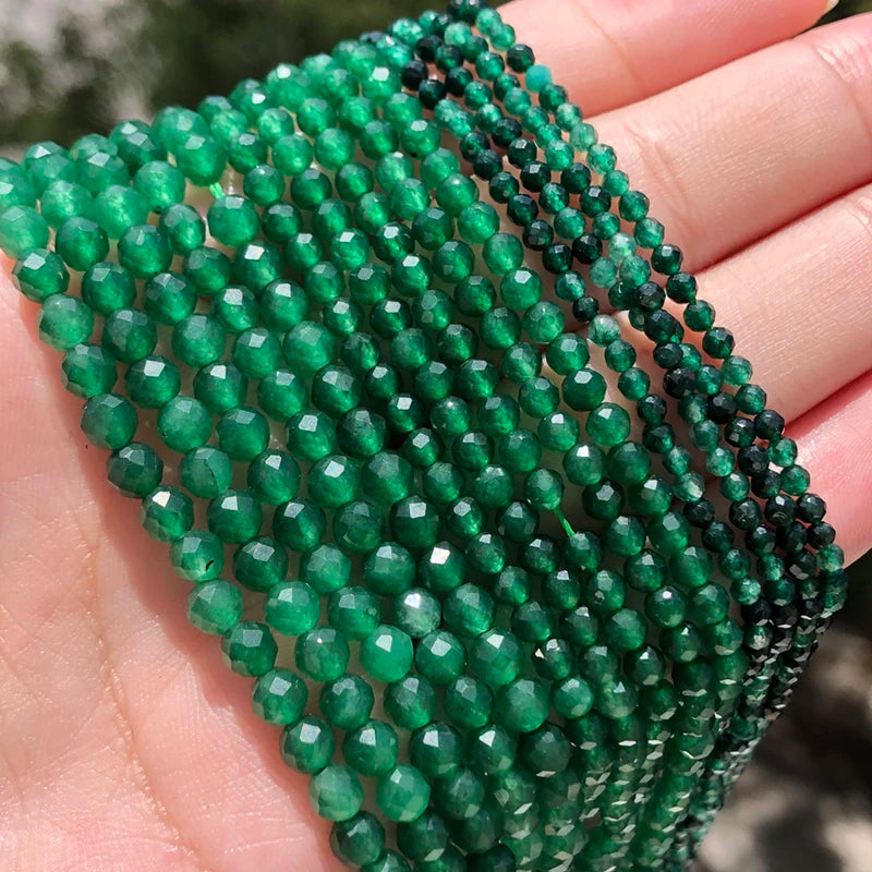 Green Chalcedony Small 2 3 4mm Faceted Loose Round Tiny Seed Beads