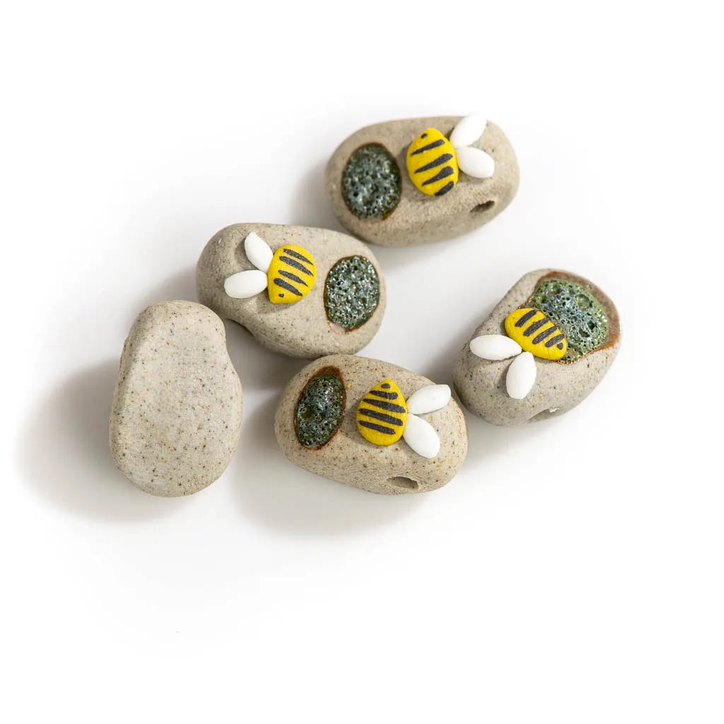 Bee Cool Porcelain Ceramic Beads 5pcs