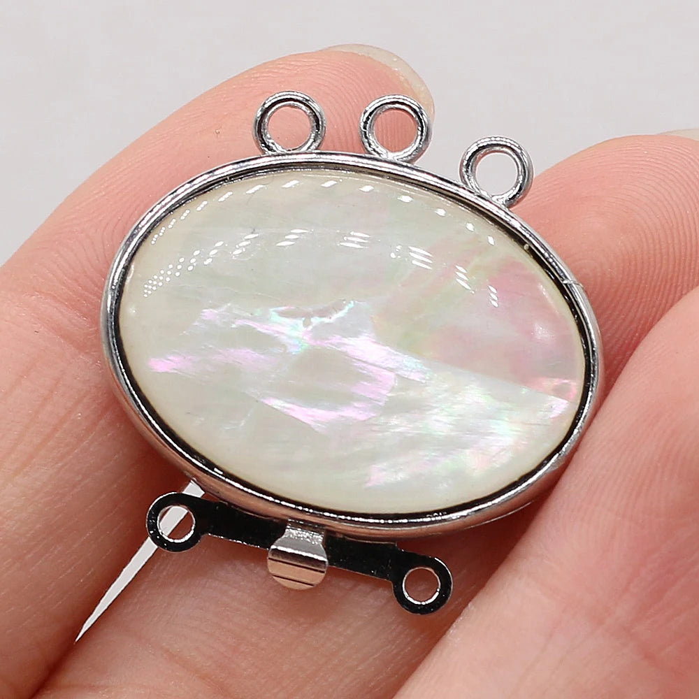 Oval Abalone Shell Pendant Charms, Connectors, 20x28mm, 1 pc