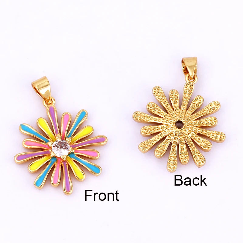 Sun Flower Banana Leaf Enamel Charms