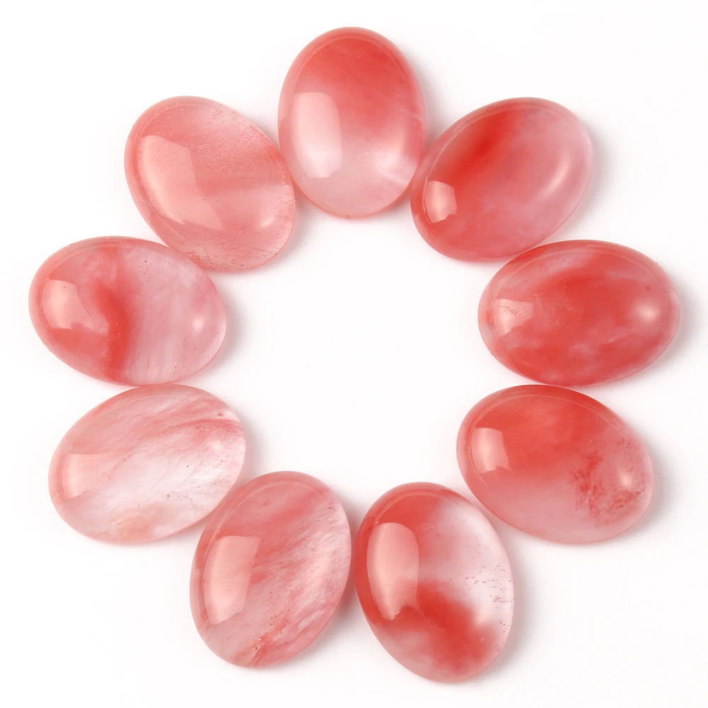 Natural Mixed Oval Gemstone Cabochons, 10pcs