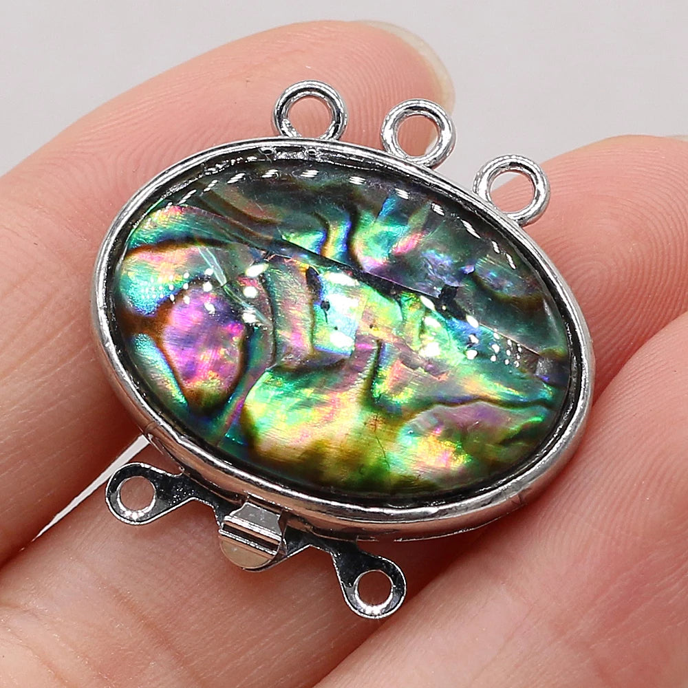 Oval Abalone Shell Pendant Charms, Connectors, 20x28mm, 1 pc