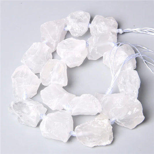 Raw White Quartz Beads, Freeform Crystal Nuggets 2-3cm - 20mm  7-8Pcs