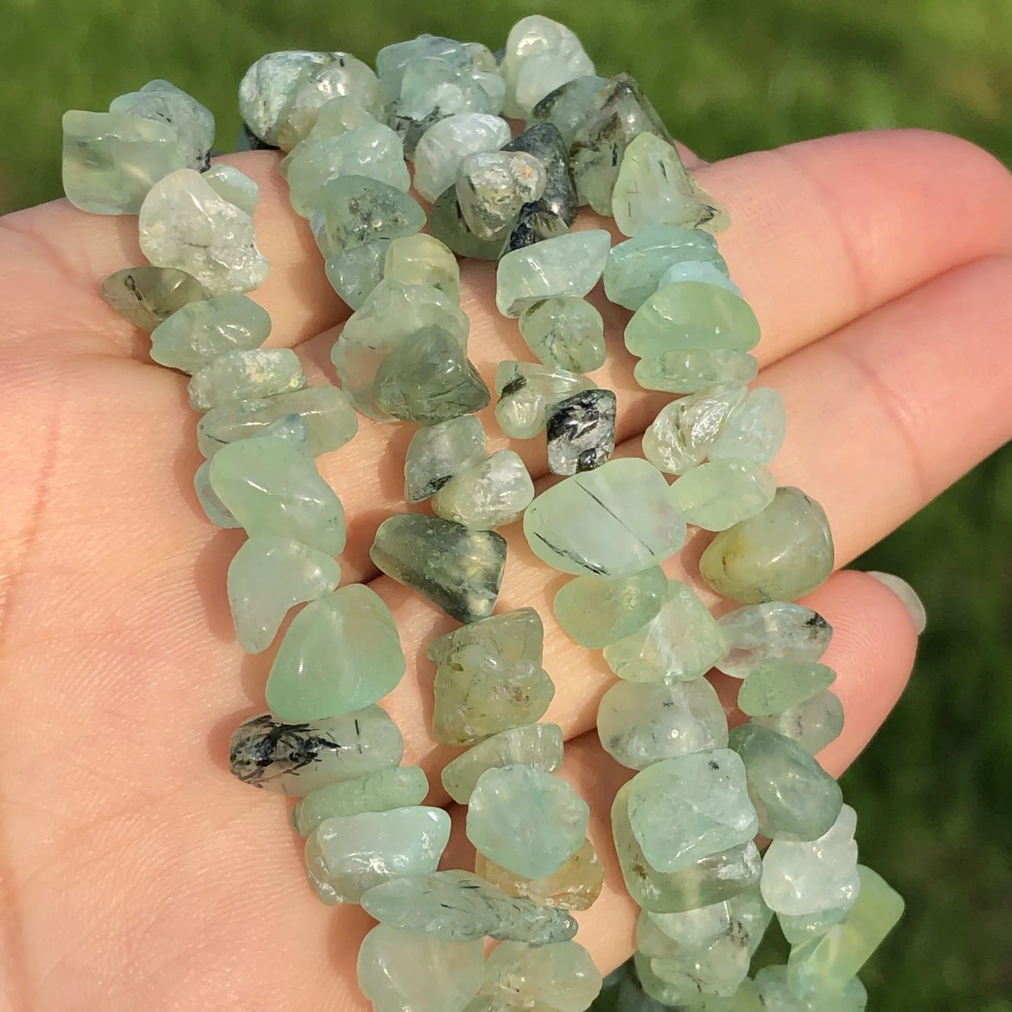 Natural Irregular Freeform Green Prehnite Quartz Chips, loose Gemstone Beads, 5-8mm