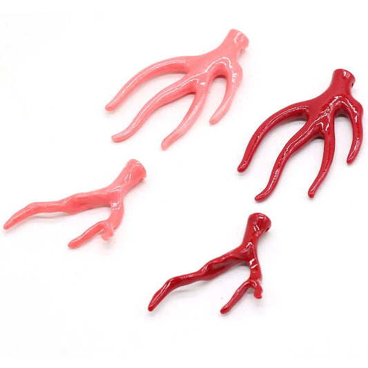 Natural Coral Pendant Beads, Tree Branch Shapes,  Red/Pink