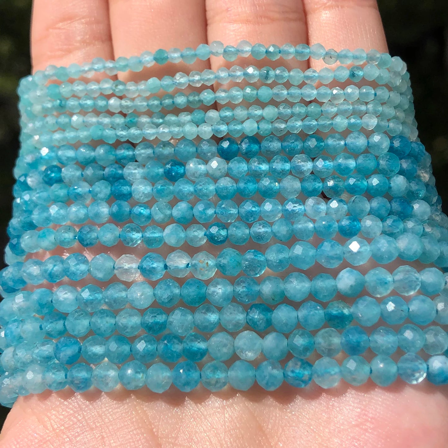 Natural Faceted Tiny Blue Chalcedony Round Beads 2/3/4mm, 15" Strand