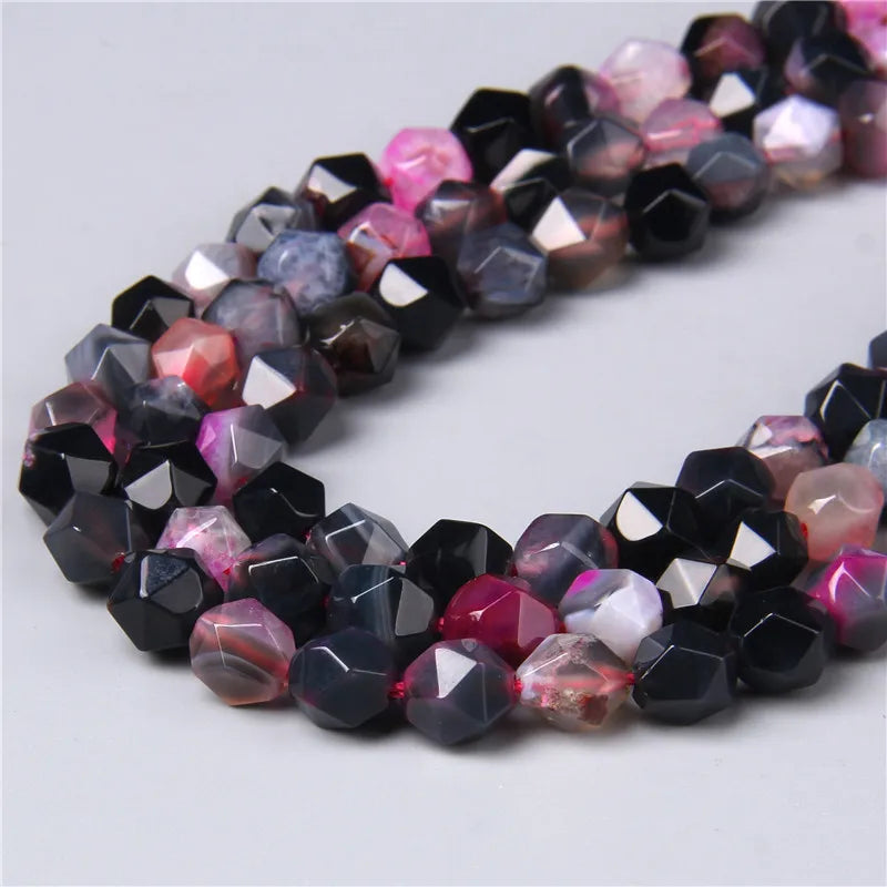 Natural Faceted Druzy Agates, Loose Gemstone Beads, 8MM 15" Strand