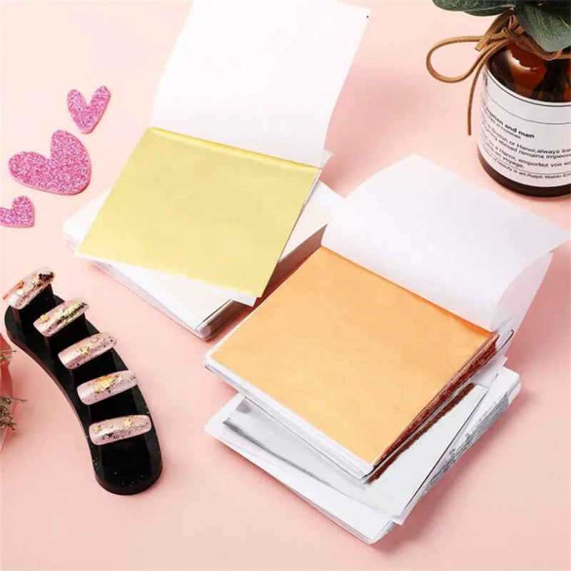 Art Craft Imitation Gold Sliver Copper Foil Sheets, 100 Pcs 9x9cm, 6 color options