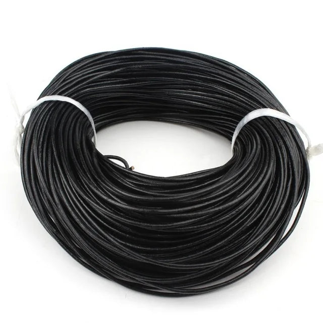 Real Genuine Leather Cord, 1/1.5/2/3mm 5M, in Coffee, Black, or Brown