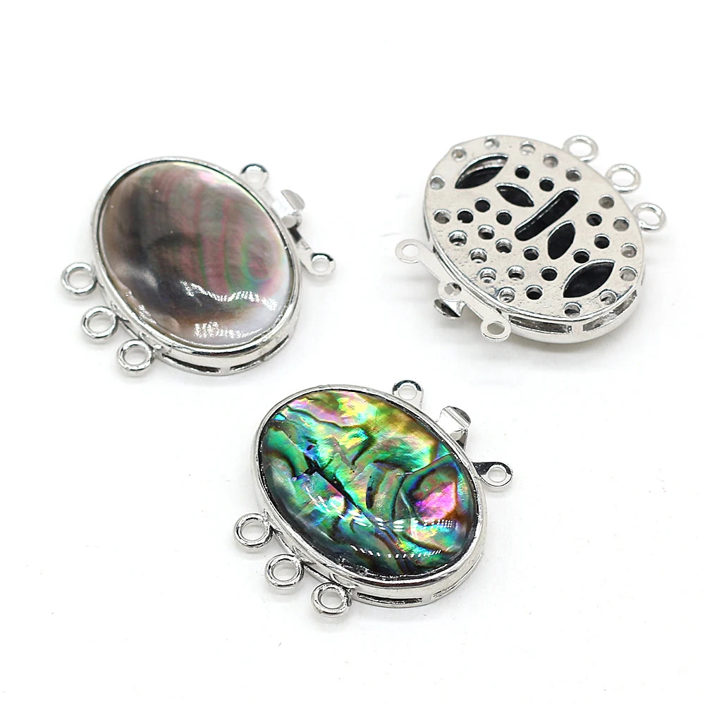 Oval Abalone Shell Pendant Charms, Connectors, 20x28mm, 1 pc