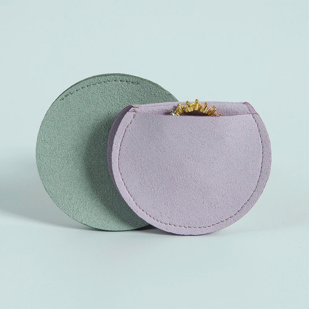 Small Chic Round Gift Pouches,  Microfiber Bags, 5pcs - 7x7cm