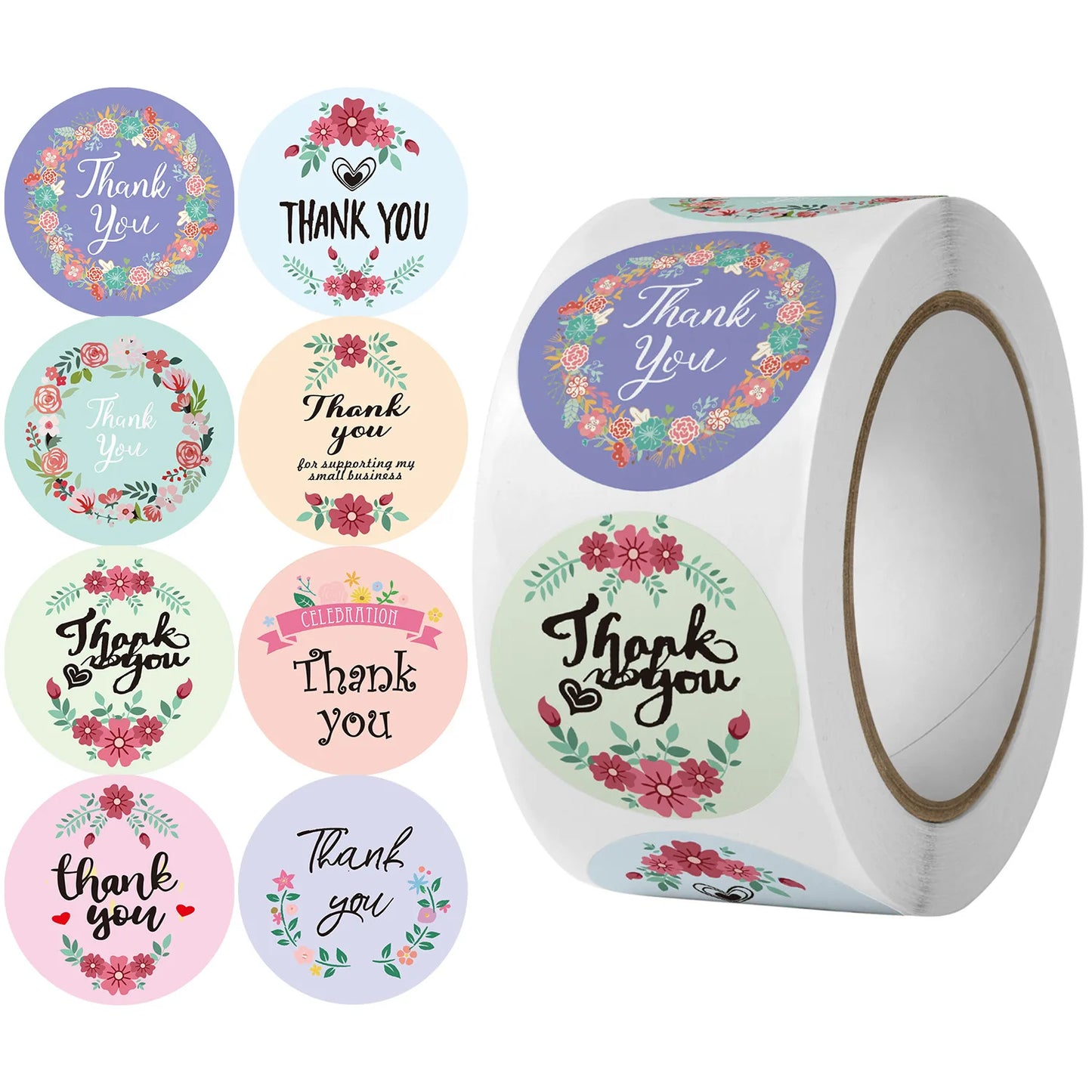 Thank You Stickers Self-Adhesive Labels 500pcs,  25mm, over 25 Designs