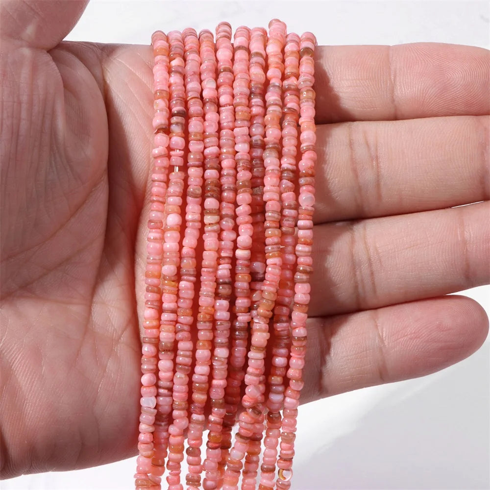 Natural Freshwater Shell Beads, 3-4mm,  Dyed Multicolors, Flat Irregular Boho Style Loose Spacers