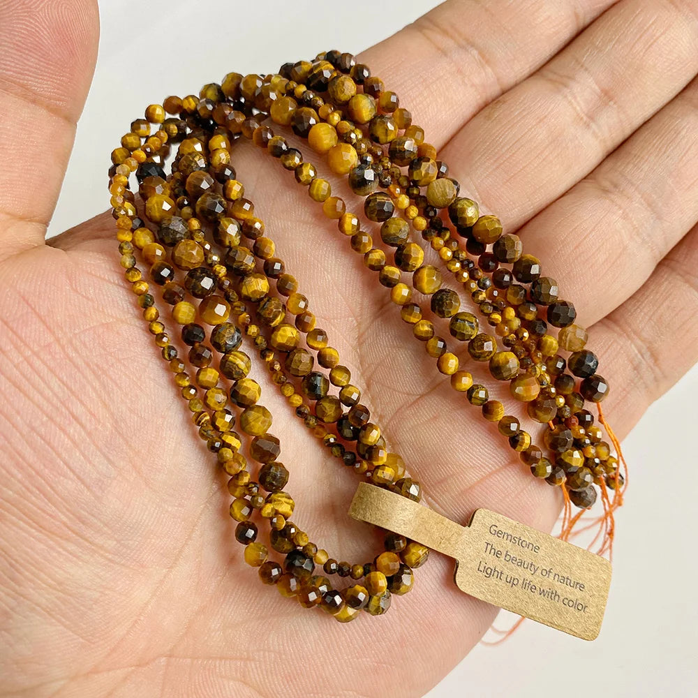 Tiny Gemstone Beads, Warm Tones in yellow, orange, wheat, and brown 2 3 4MM, 3 Strands