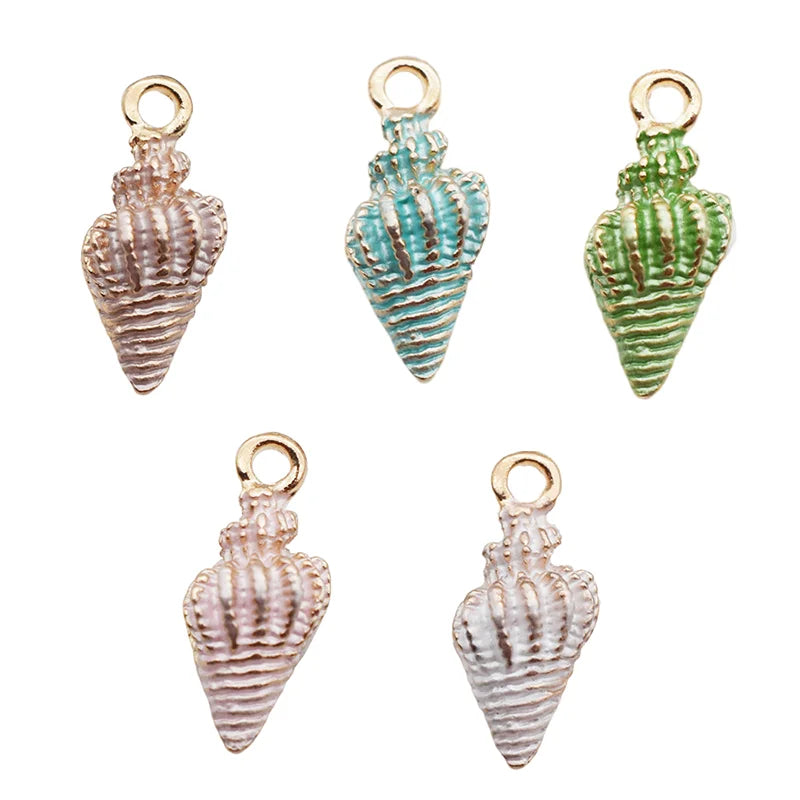 Sea Shells & Starfish Enamel Charm Collection, 10pcs